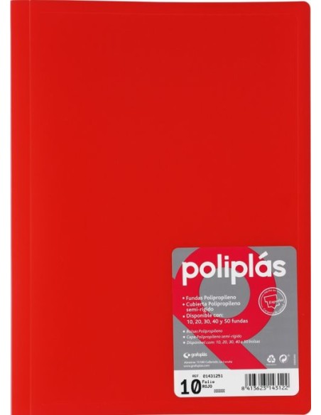 CARPETA Fº 30 FUNDAS SOLDADAS TRANSLUCIDAS ROJO